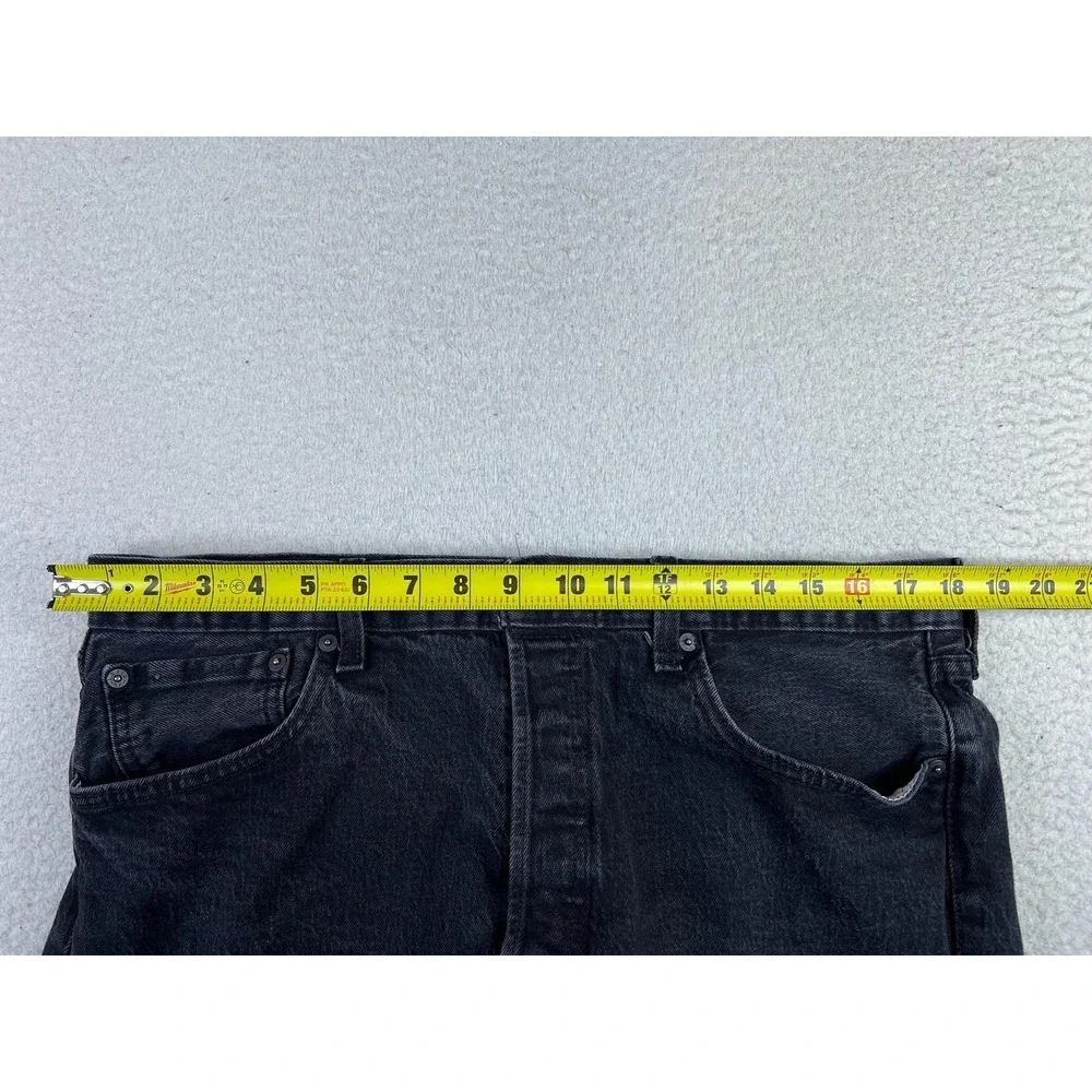 Levis 501 Jeans Mens 38x32‎ Black Regular Straight Stretch Denim Button Fly